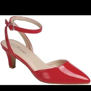 Forever 21 Glossy Red Ankle Strap Heels
